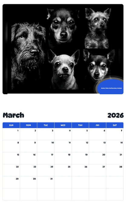 November 2025 - October 2026 Bennie, Tinker, Destiny,Jesse, Scamper - Pawidols Pet Calendar