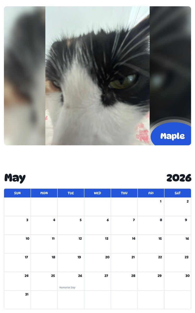 2026 - 2027 Maple - Pawidols Pet Calendar