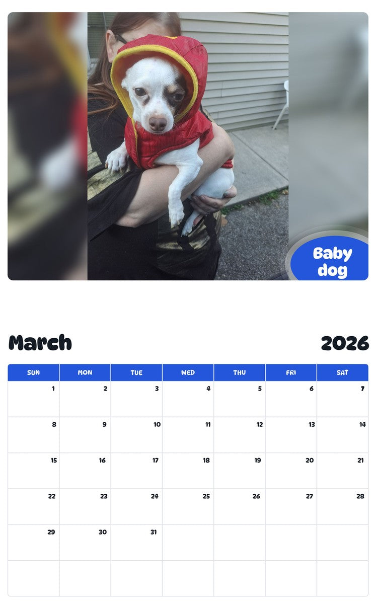 November 2025 - October 2026 Baby dog - Pawidols Pet Calendar