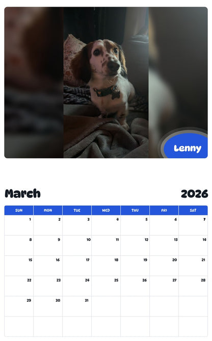 November 2025 - October 2026 Lenny - Pawidols Pet Calendar