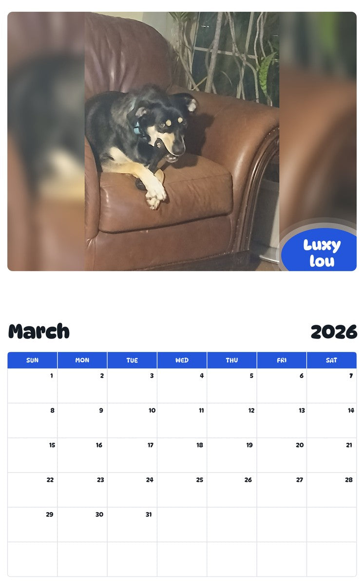 November 2025 - October 2026 Luxy lou - Pawidols Pet Calendar