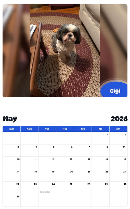2026 - 2027 Gigi - Pawidols Pet Calendar