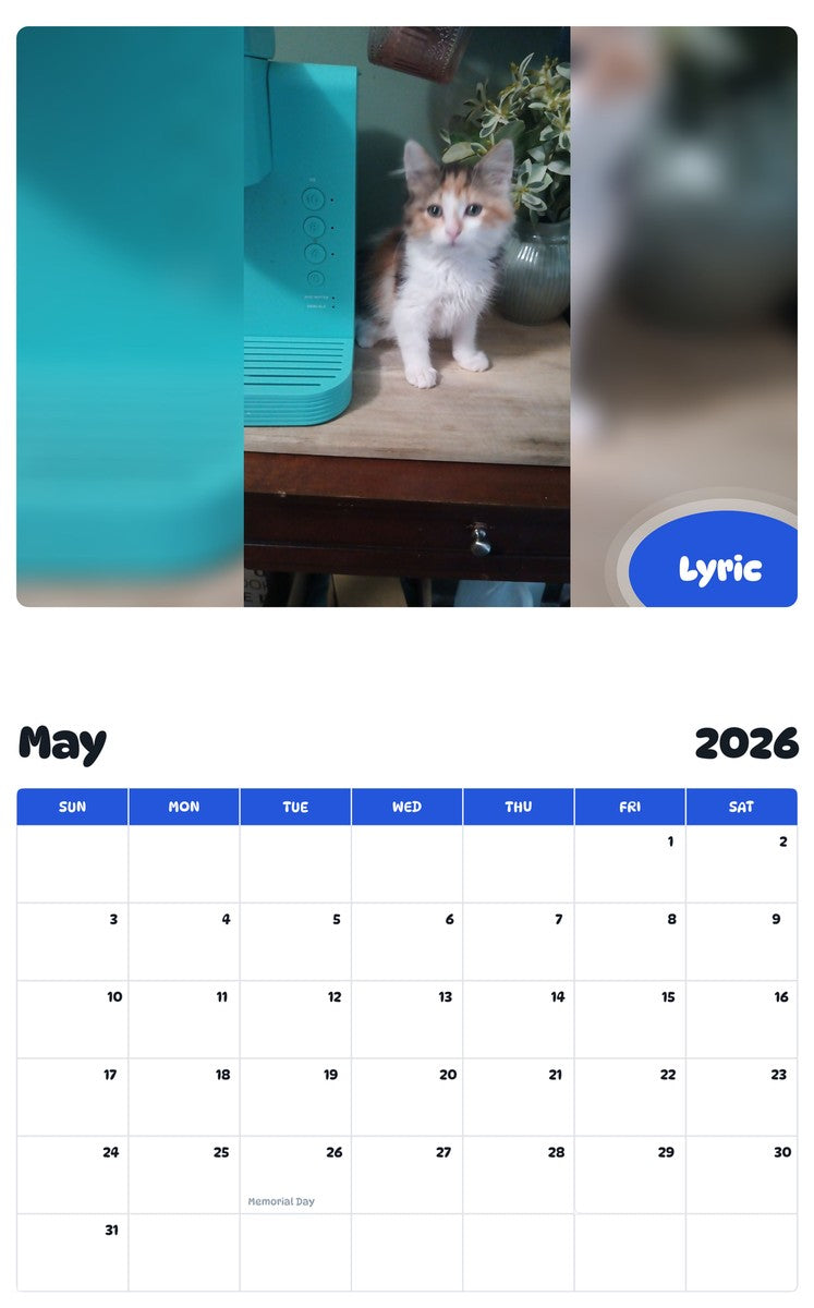 2026 - 2027 Lyric - Pawidols Pet Calendar