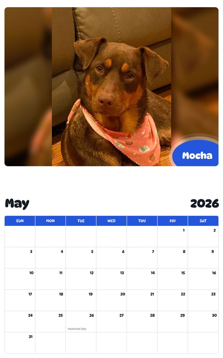 2026 - 2027 Mocha - Pawidols Pet Calendar