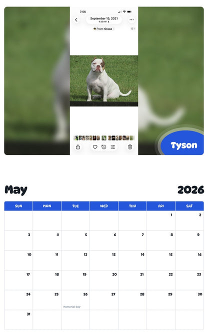 2026 - 2027 Tyson - Pawidols Pet Calendar