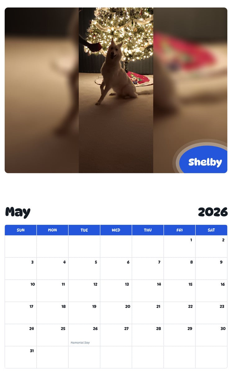 2026 - 2027 Shelby - Pawidols Pet Calendar