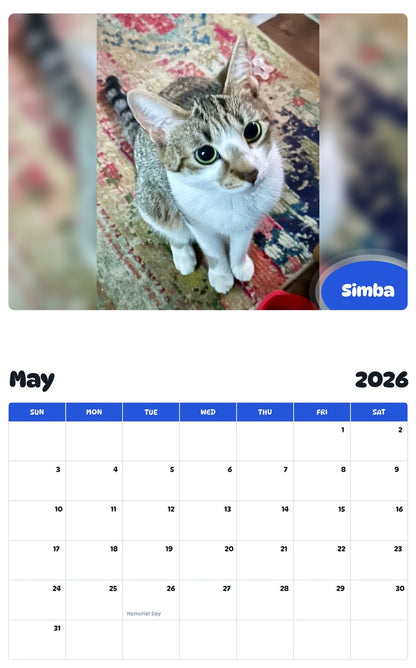 2026 - 2027 Simba - Pawidols Pet Calendar