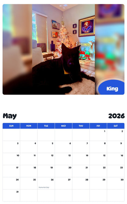 2026 - 2027 King - Pawidols Pet Calendar