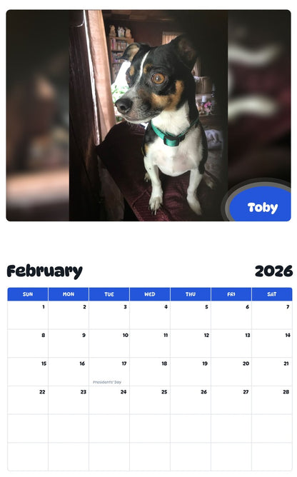 October 2025 - September 2026 Toby - Pawidols Pet Calendar