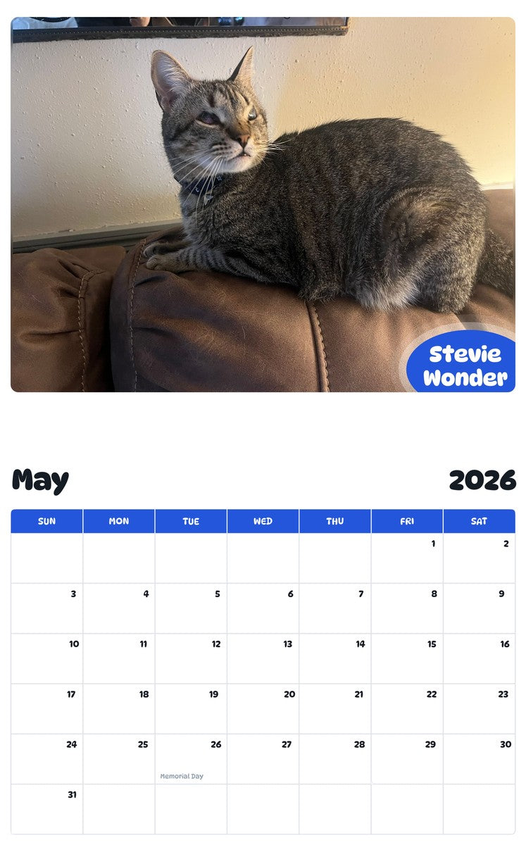 2026 - 2027 Stevie Wonder - Pawidols Pet Calendar
