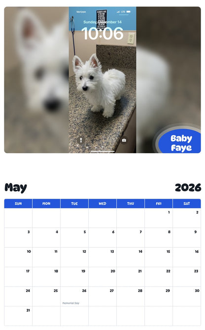 2026 - 2027 Baby Faye - Pawidols Pet Calendar