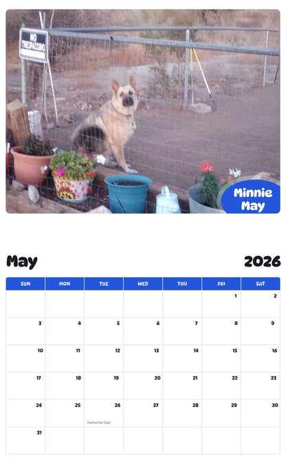 2026 - 2027 Minnie May - Pawidols Pet Calendar
