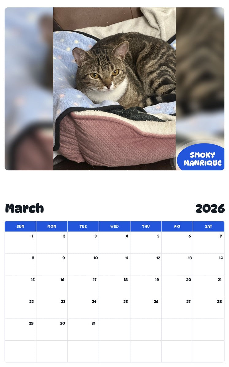 November 2025 - October 2026 SMOKY MANRIQUE - Pawidols Pet Calendar