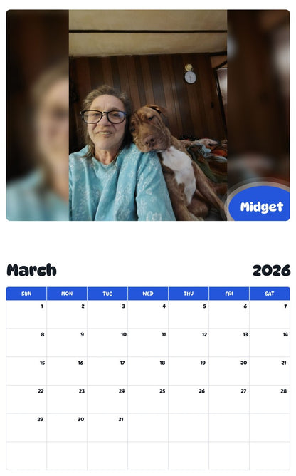 November 2025 - October 2026 Midget - Pawidols Pet Calendar