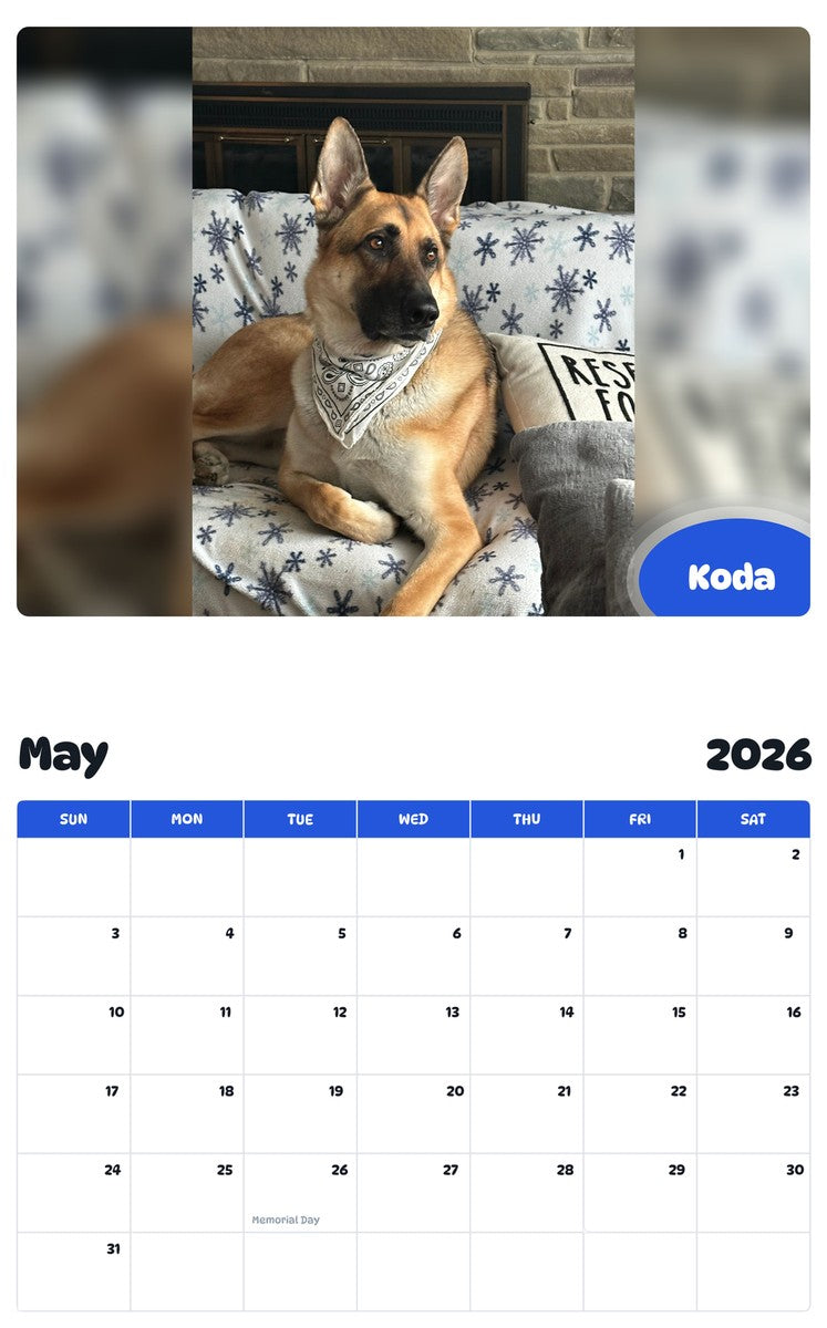 2026 - 2027 Koda - Pawidols Pet Calendar