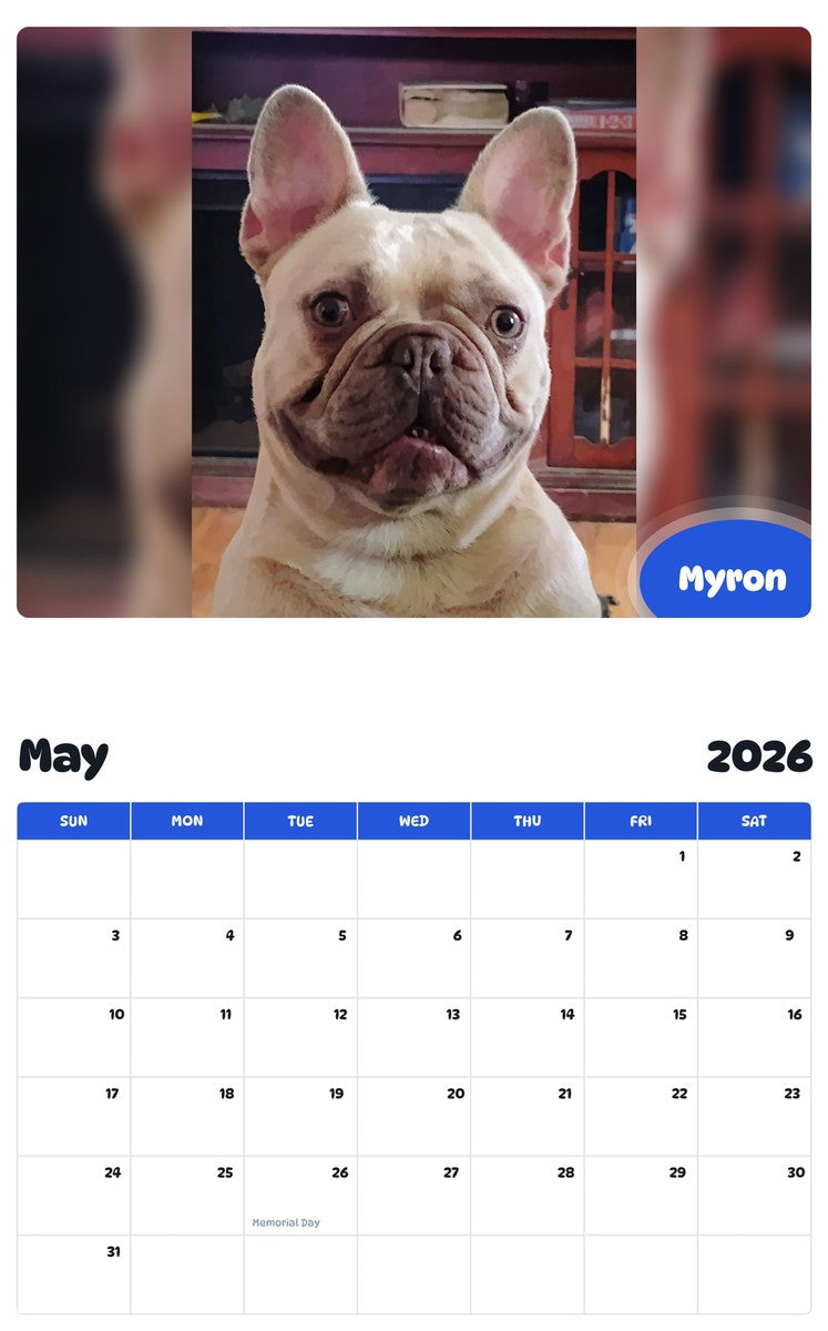 2026 - 2027 Myron - Pawidols Pet Calendar
