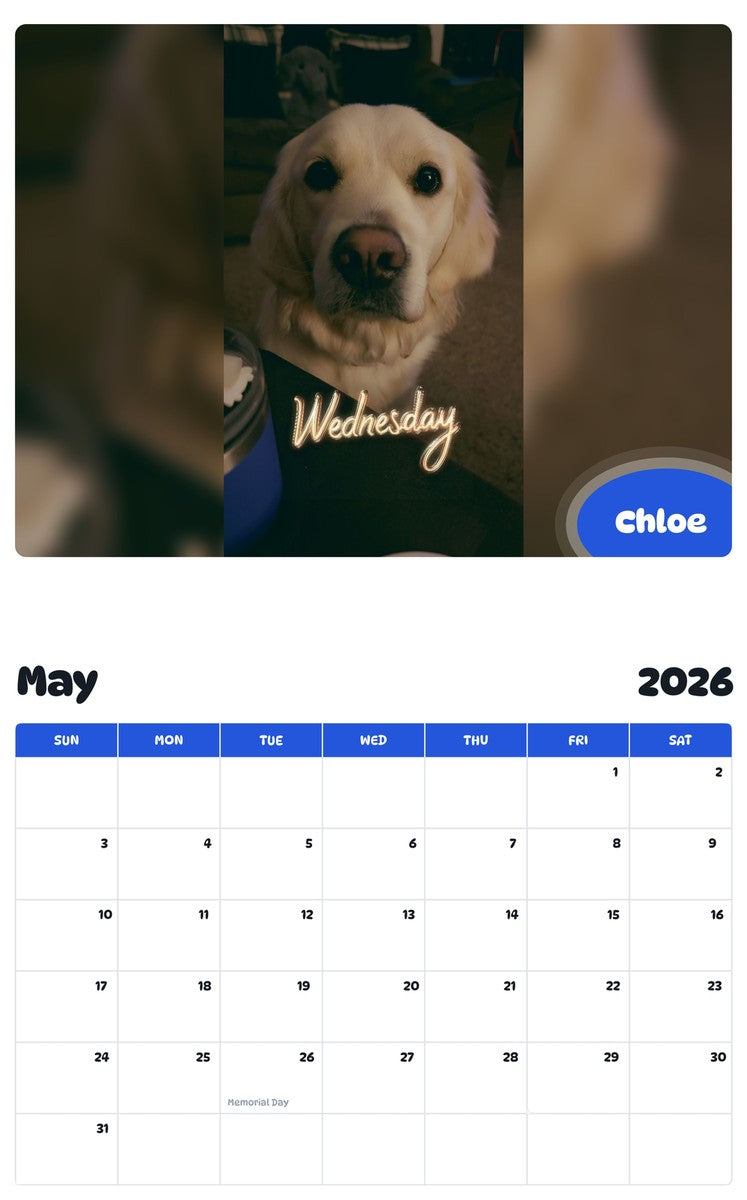 2026 - 2027 Chloe - Pawidols Pet Calendar