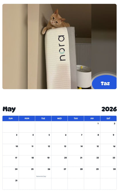 2026 - 2027 Taz - Pawidols Pet Calendar