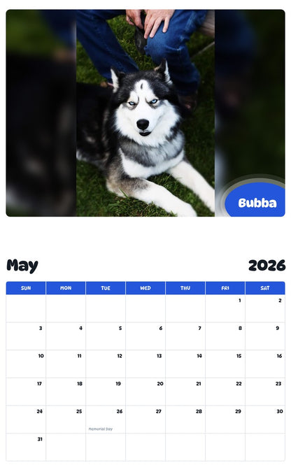2026 - 2027 Bubba - Pawidols Pet Calendar