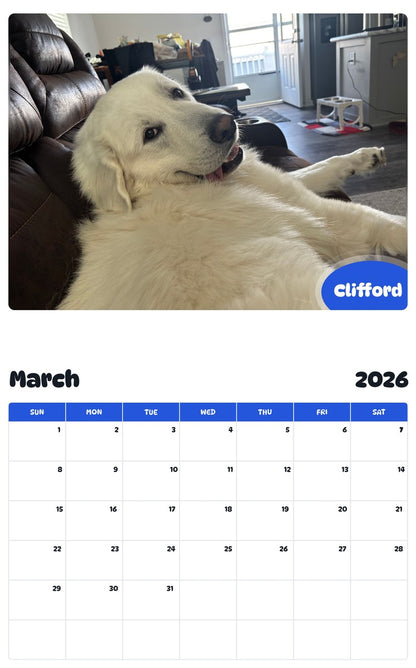 November 2025 - October 2026 Clifford - Pawidols Pet Calendar