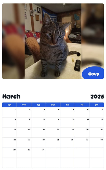 November 2025 - October 2026 Covy - Pawidols Pet Calendar