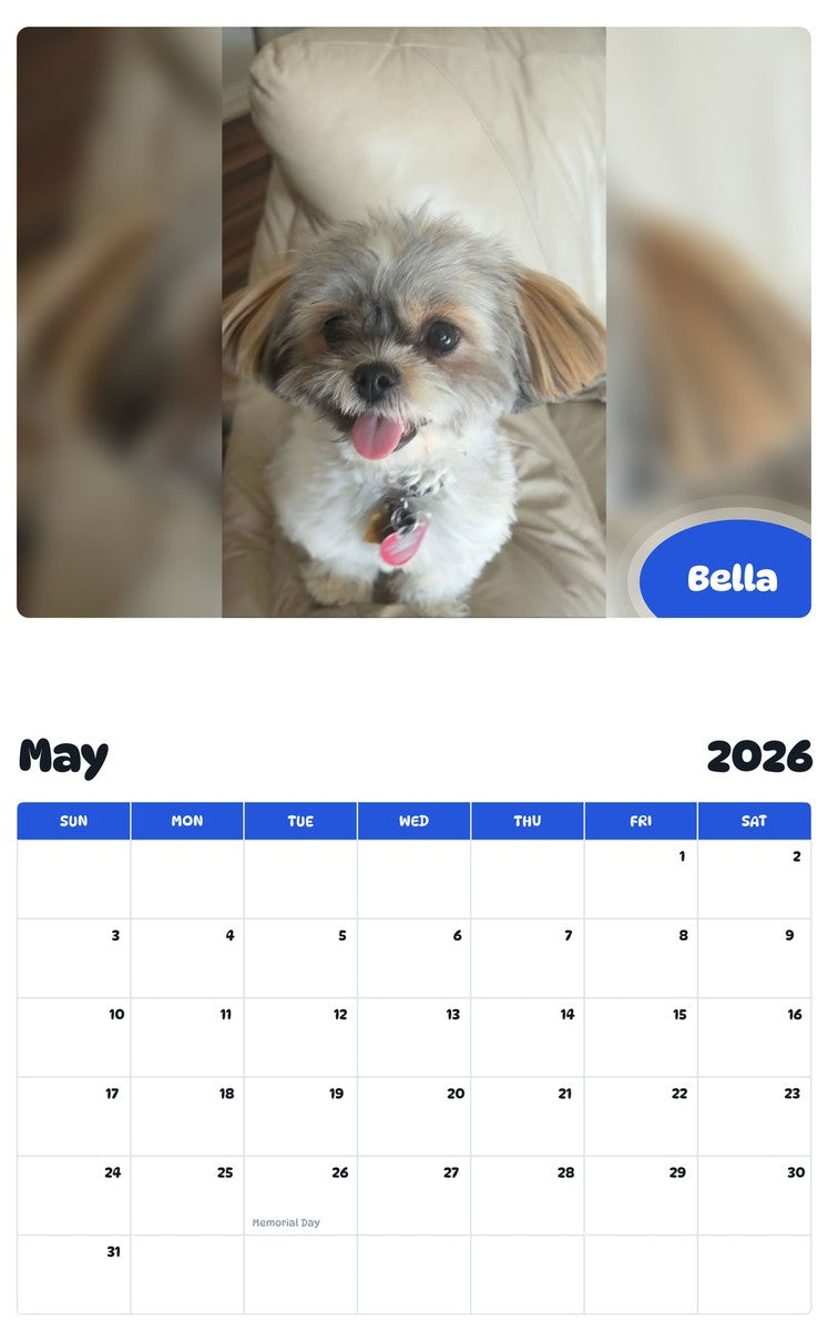 2026 - 2027 Bella - Pawidols Pet Calendar