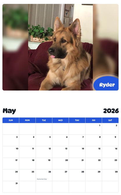 2026 - 2027 Ryder - Pawidols Pet Calendar