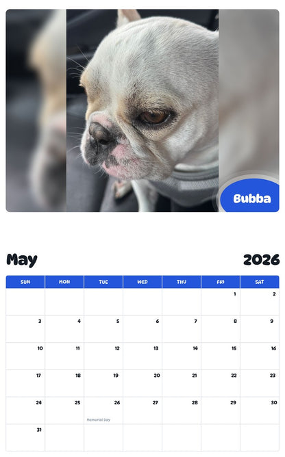 2026 - 2027 Bubba - Pawidols Pet Calendar