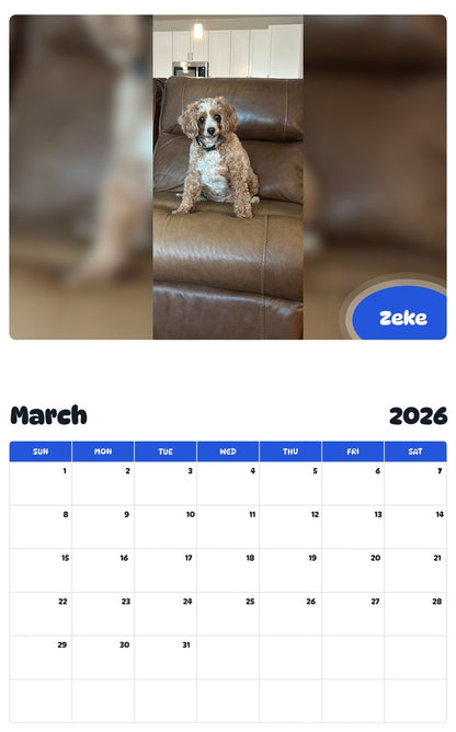 November 2025 - October 2026 Zeke - Pawidols Pet Calendar