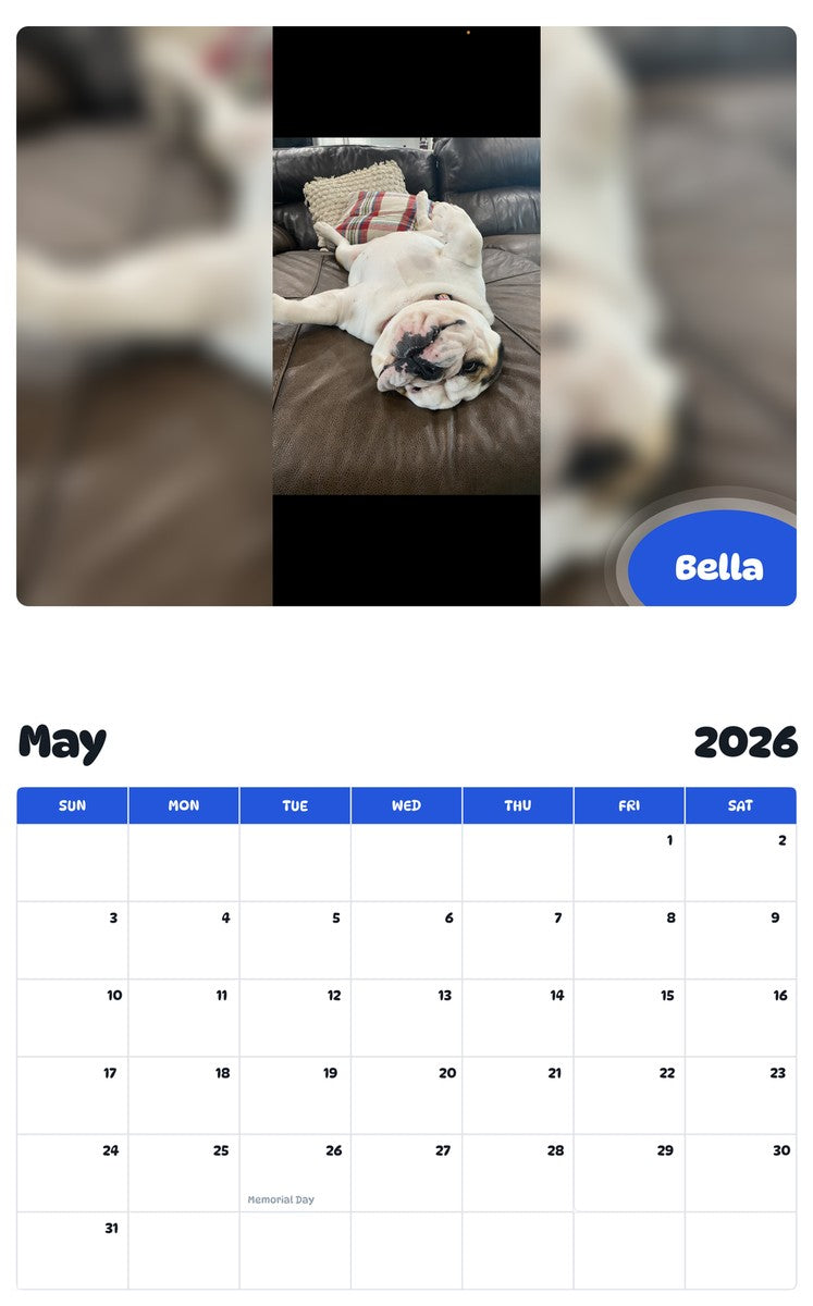 2026 - 2027 Bella - Pawidols Pet Calendar