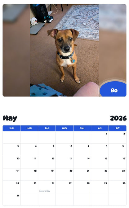 2026 - 2027 Bo - Pawidols Pet Calendar