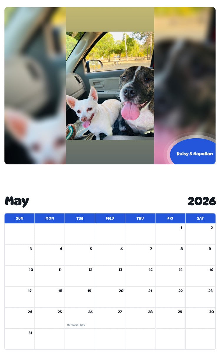 2026 - 2027 Daisy & Napolian - Pawidols Pet Calendar