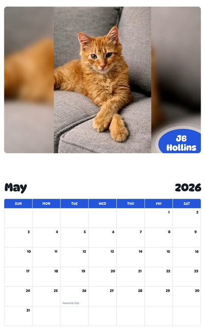 2026 - 2027 JB Hollins - Pawidols Pet Calendar