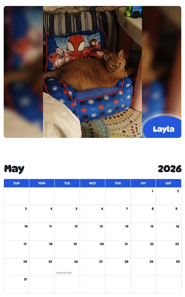 2026 - 2027 Layla - Pawidols Pet Calendar