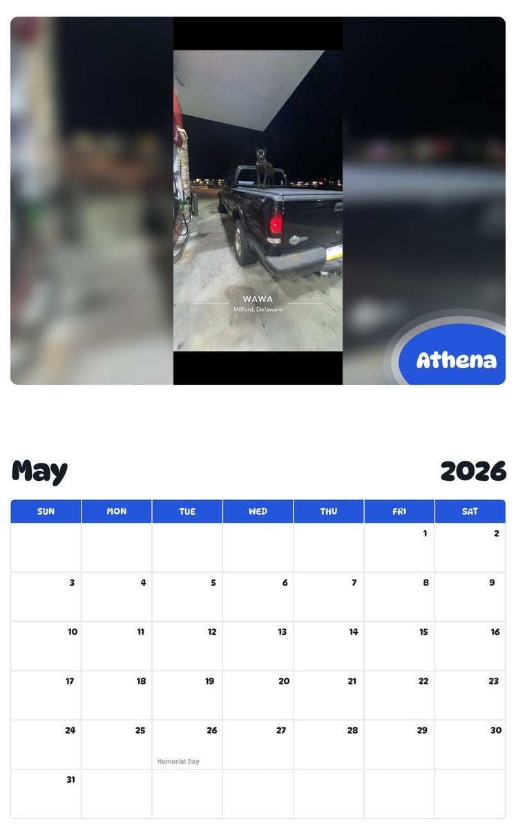 2026 - 2027 Athena - Pawidols Pet Calendar