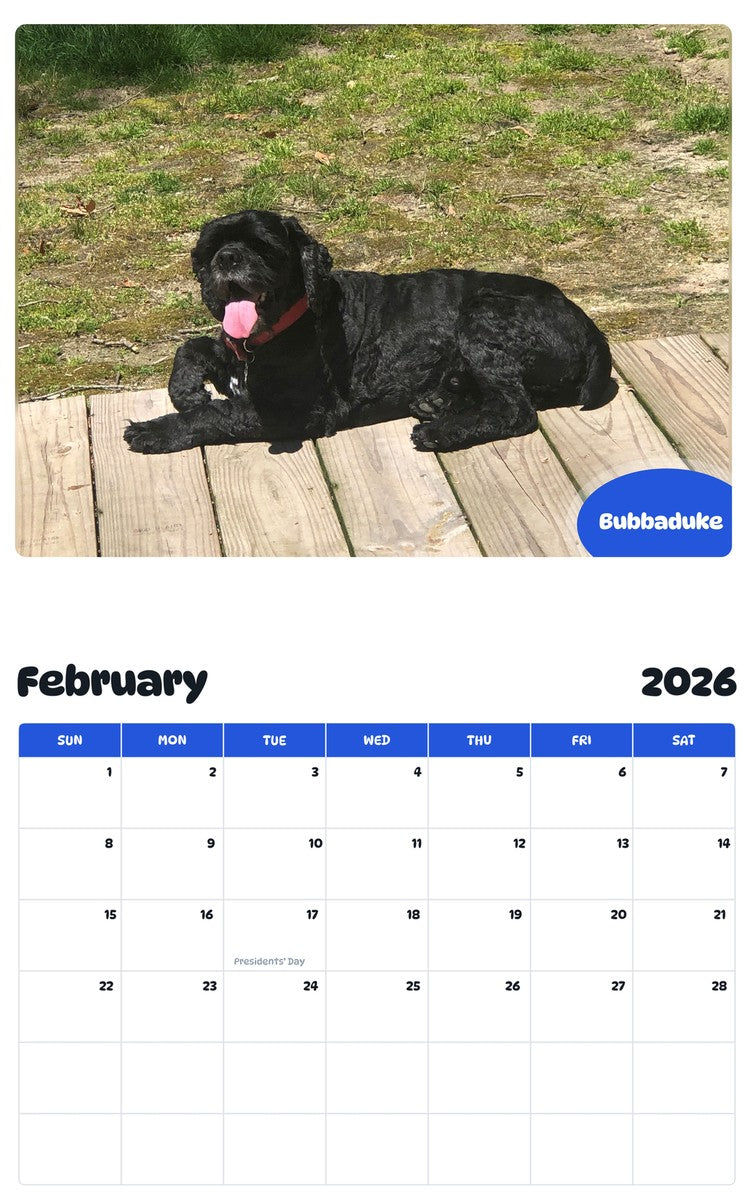 October 2025 - September 2026 Bubbaduke - Pawidols Pet Calendar
