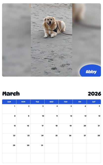 November 2025 - October 2026 Abby - Pawidols Pet Calendar