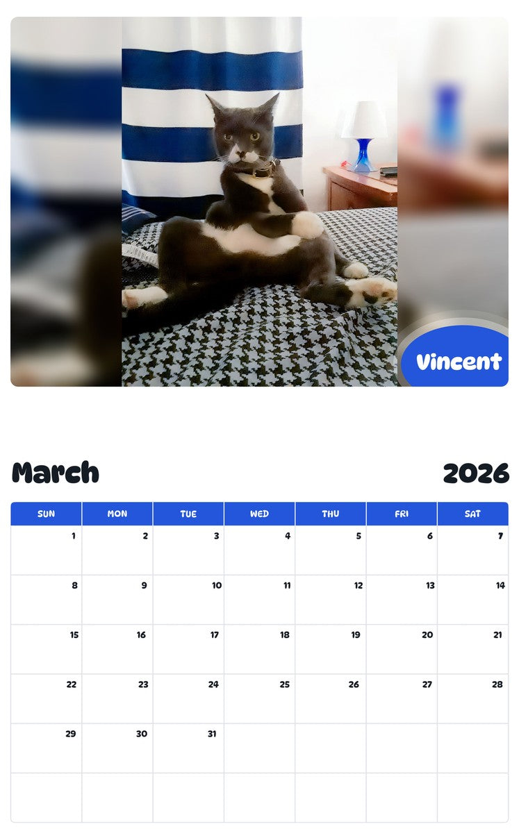 November 2025 - October 2026 Vincent - Pawidols Pet Calendar