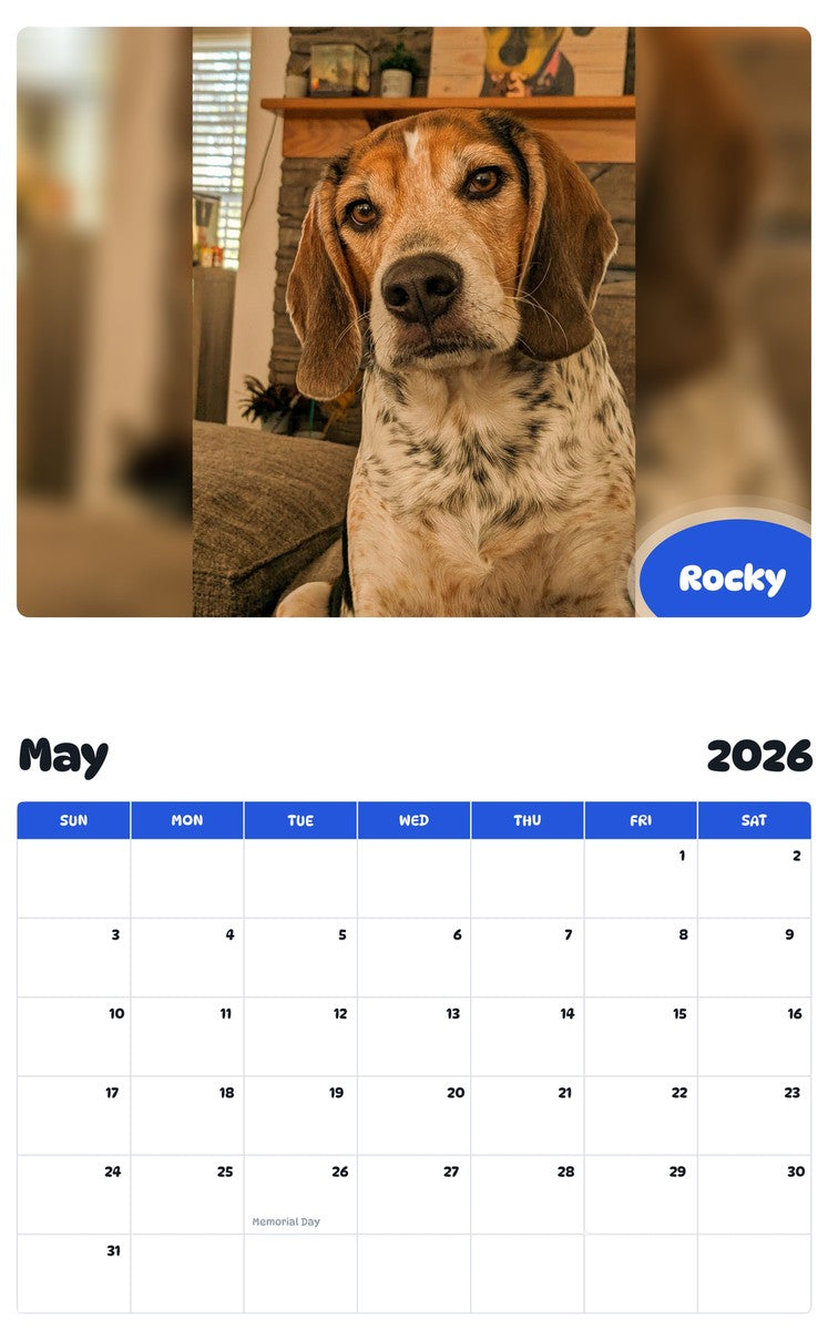 2026 - 2027 Rocky - Pawidols Pet Calendar