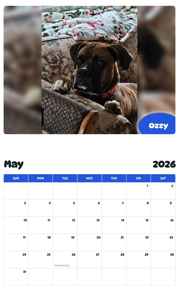 2026 - 2027 Ozzy - Pawidols Pet Calendar