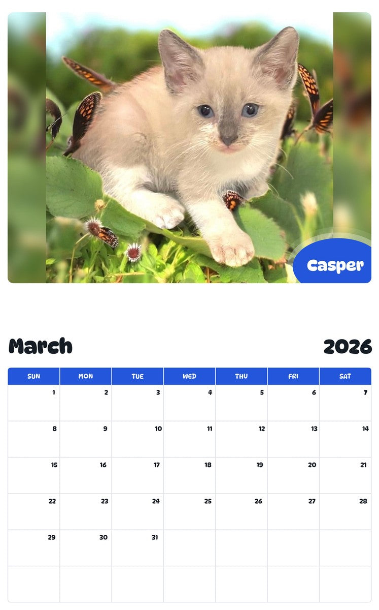 November 2025 - October 2026 Casper - Pawidols Pet Calendar