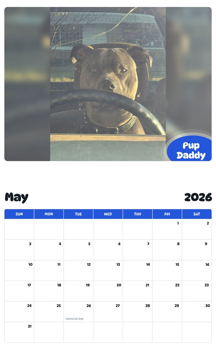 2026 - 2027 Pup Daddy - Pawidols Pet Calendar