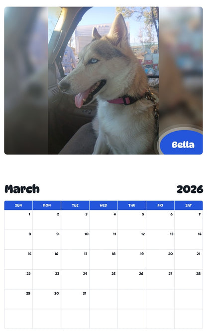 November 2025 - October 2026 Bella - Pawidols Pet Calendar