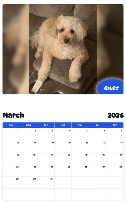 November 2025 - October 2026 RILEY - Pawidols Pet Calendar
