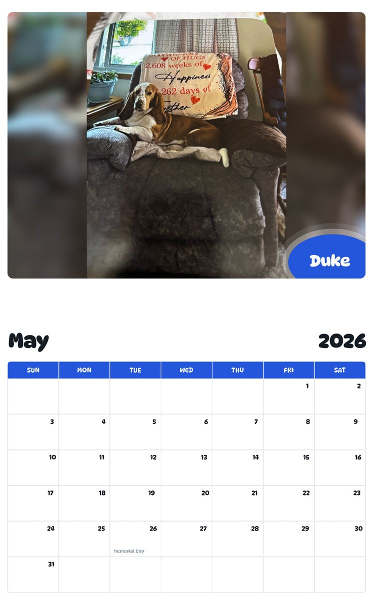 2026 - 2027 Duke - Pawidols Pet Calendar