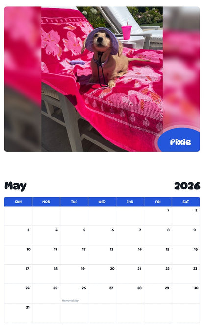 2026 - 2027 Pixie - Pawidols Pet Calendar