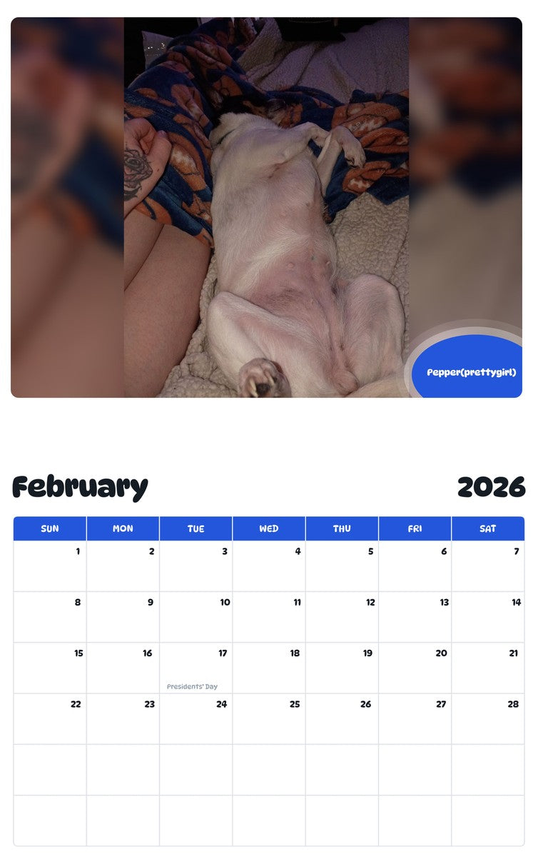 November 2025 - October 2026 Pepper(prettygirl) - Pawidols Pet Calendar