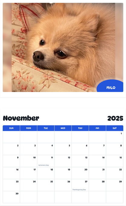 July 2025 - June 2026 Milo - Pawidols Pet Calendar