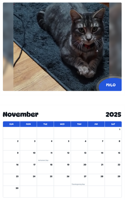 July 2025 - June 2026 Milo - Pawidols Pet Calendar
