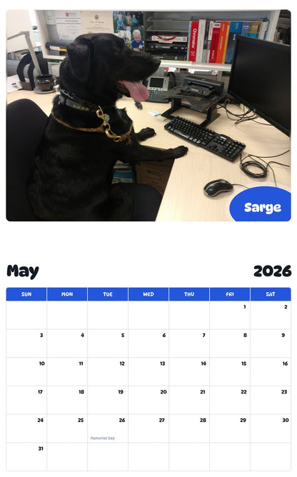 2026 - 2027 Sarge - Pawidols Pet Calendar